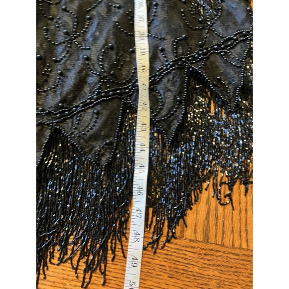 Vtg Black Beaded Cocktail Dress‎ Sz Small Silk Flapper Fairy Whimsigoth Prom - Picture 11 of 13